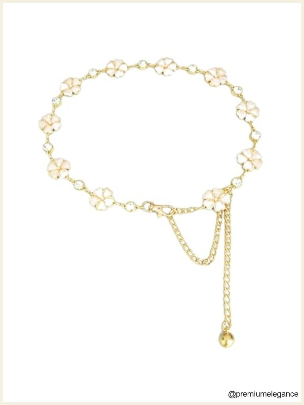 Women's Metal Chain Waist Belt with Crystal Accents - Adjustable